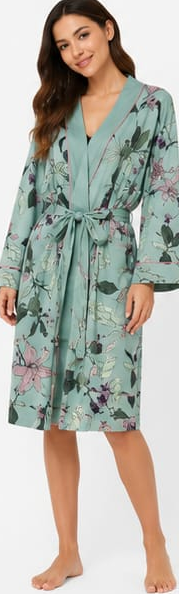 Max Mint Floral Satin Robe — detail 4