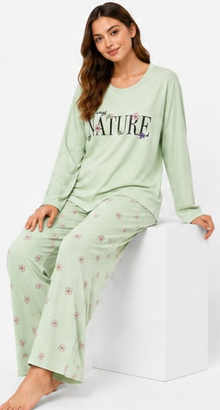 Max Mint Nature Print Pajama Set — model front