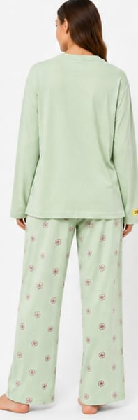 Max Mint Nature Print Pajama Set — model back