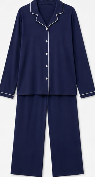 Max Navy Piped Long-Sleeve Pajama Set — detail 1
