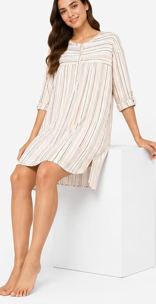Max Pastel Striped Nightdress — model front