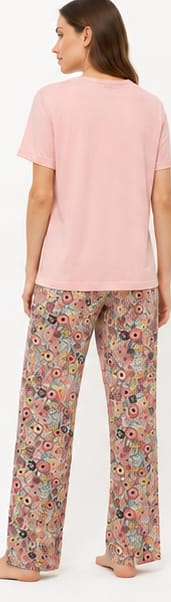Max Pink Floral Capri Pajama Set — model back