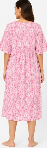 Max Pink Floral Midi Nightdress — model back