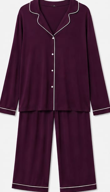 Max Plum Piped Long-Sleeve Pajama Set — detail 1