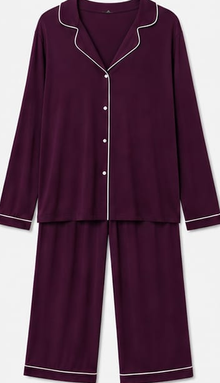 Max Plum Piped Long-Sleeve Pajama Set — detail 1