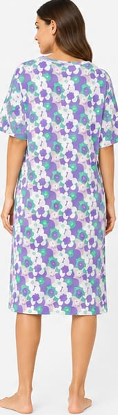 Max Purple & Green Floral Nightdress — model back
