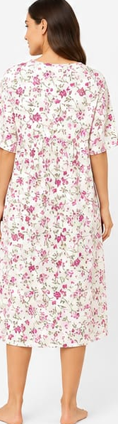 Max White Pink Floral Nightdress — model back