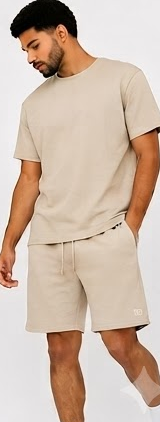 PULL&BEAR Beige T-Shirt & Shorts Set — model alternate