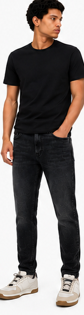 Pull&Bear Black Straight-Leg Jeans — model front