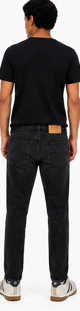 Pull&Bear Black Straight-Leg Jeans — model back