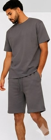 PULL&BEAR Charcoal T-Shirt & Shorts Set — model alternate