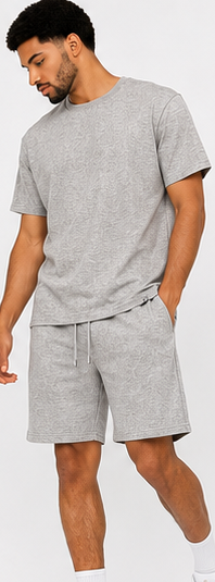 PULL&BEAR Grey T-Shirt & Shorts Set — model alternate