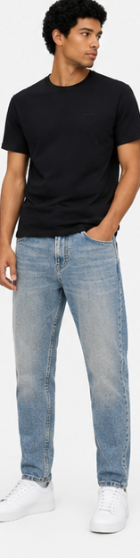 Pull&Bear Mid Wash Straight-Leg Jeans — model front