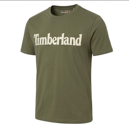 Timberland Men's Heritage Logo T-Shirt – White Olive Green