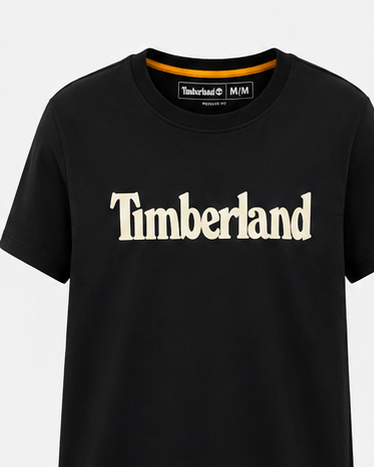 Timberland Men's Heritage Logo T-Shirt – Black & Cream image 1