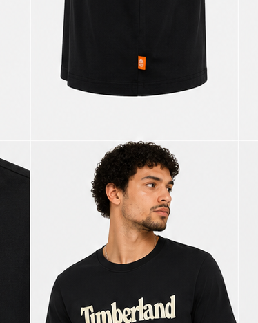 Timberland Men's Heritage Logo T-Shirt – Black & Cream image 5