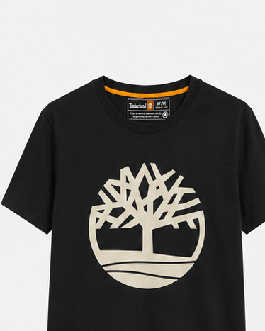 Timberland Men's Contrast Tree Logo T-Shirt – Black & Cream image 1