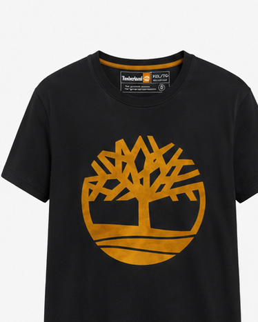 Timberland Men's Contrast Tree Logo T-Shirt – Black & Golden Yellow image 1