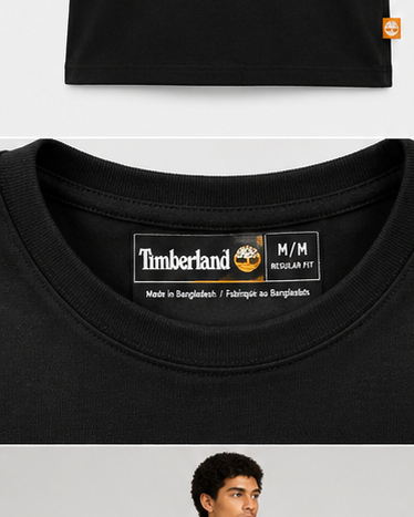 Timberland Men's Heritage Logo T-Shirt – Black & Orange image 4