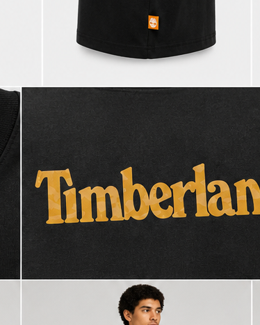 Timberland Men's Heritage Logo T-Shirt – Black & Orange image 5