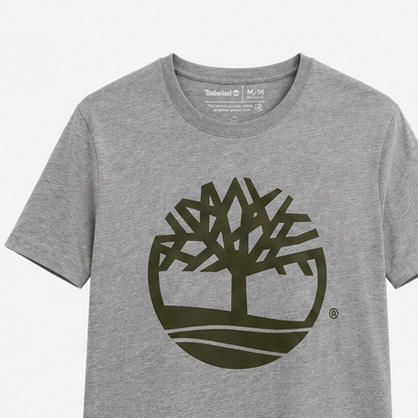 Timberland Men's Tree Logo T-Shirt – Grey & Olive image 1