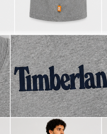 Timberland Men's Heritage Logo T-Shirt – Heather Grey & Navy image 5