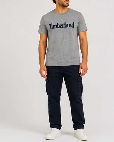 Timberland Men's Heritage Logo T-Shirt – Heather Grey & Navy image 7