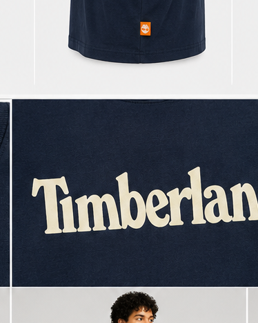 Timberland Men's Heritage Logo T-Shirt – Navy & Cream image 5