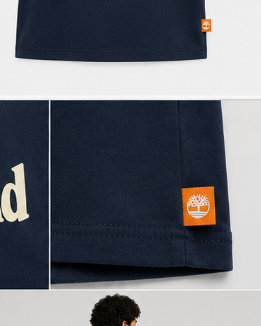Timberland Men's Heritage Logo T-Shirt – Navy & Cream image 6