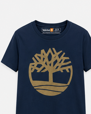 Timberland Men's Tree Logo T-Shirt – Navy Blue & Sand image 1