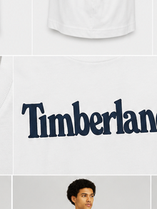 Timberland Men's Heritage Logo T-Shirt – White & Navy image 5