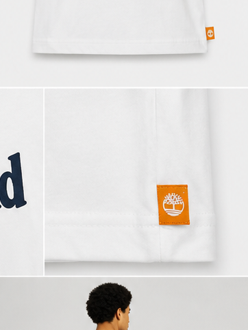 Timberland Men's Heritage Logo T-Shirt – White & Navy image 6