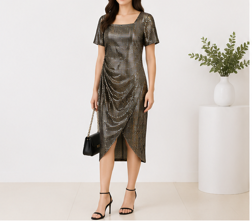 Hobz Dress 20852 - Black & Gold