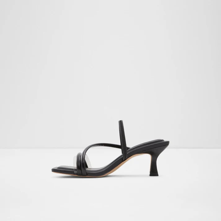 Heeled Slim-heel Black Sandals