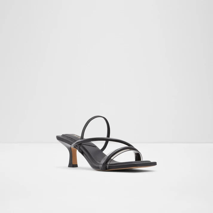 Heeled Slim-heel Black Sandals