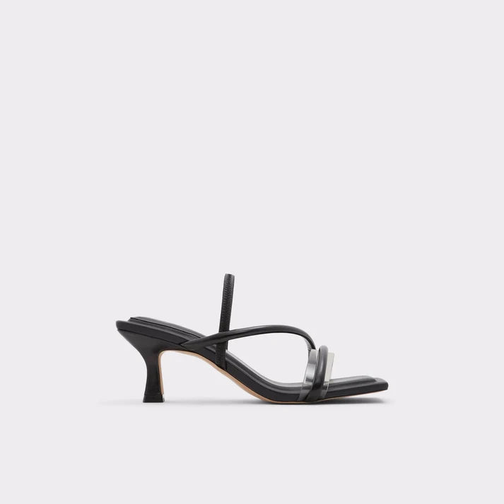Heeled Slim-heel Black Sandals